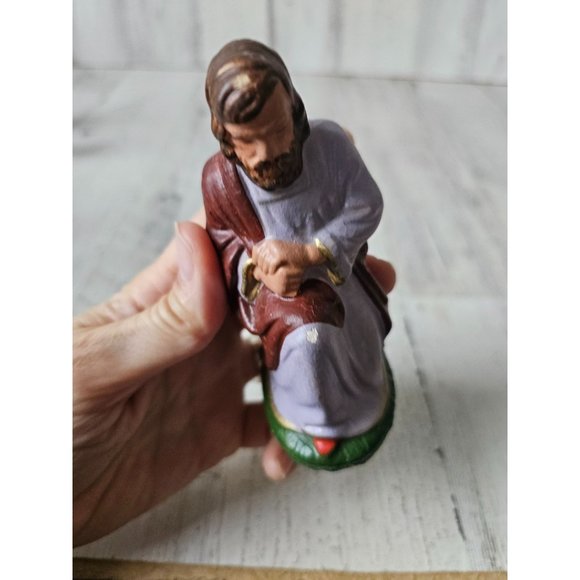 Vintage Germany Shepherd Joseph paper mache religious statue figuring Xmas - Picture 7 of 8